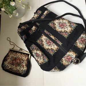 KENNETH COLE RARE Set of Women’s Embroidered Floral Canvas Backpack + Wallet M